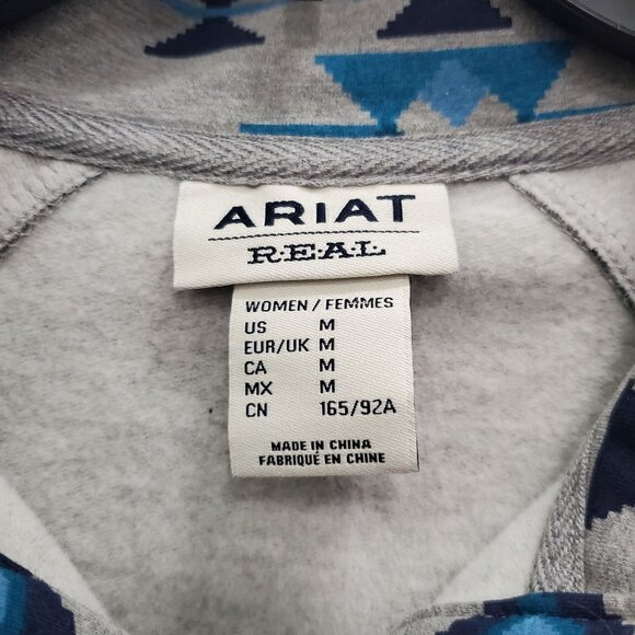 Ariat R.E.A.L Women's Gray Blue Southwestern Navajo Soft 1/4 Button Pullover M - Picture 5 of 7